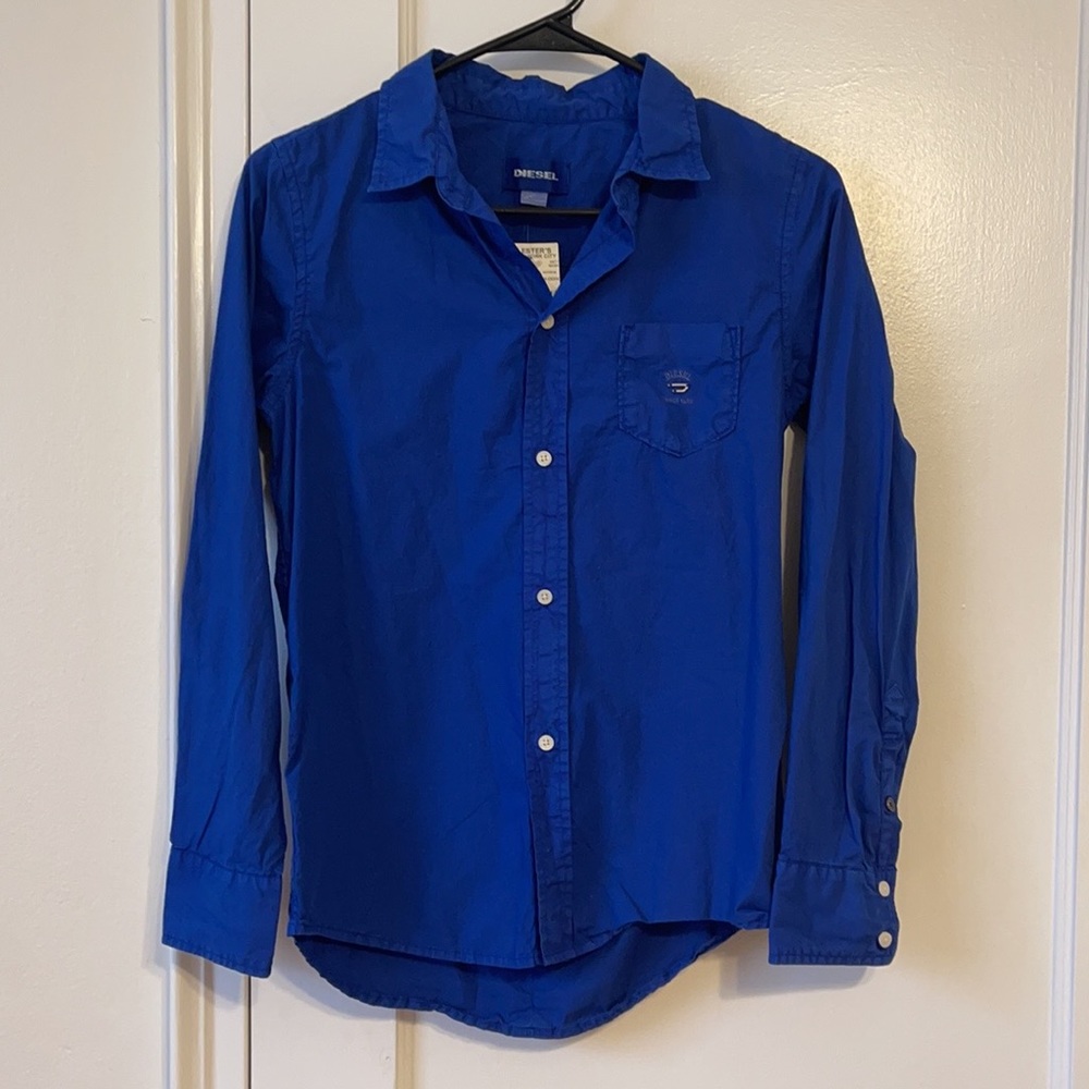 NWT Diesel blue long sleeve button up shirt size L